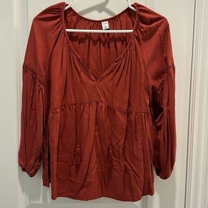 Rustic red babydoll top from Old Navy